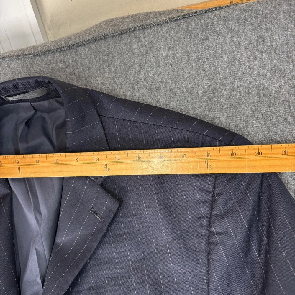 Lauren Ralph Lauren Mens 44R Navy Blue Pinstripe 100% Wool 3-Button Suit 38X30